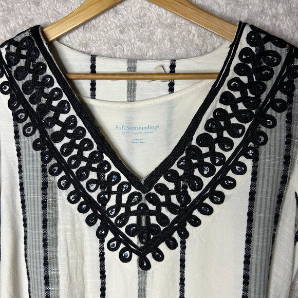 SOFT SURROUNDINGS Coco De Mer Kaftan 2 Piece Dress 100% Cotton Size Medium - Picture 2 of 8